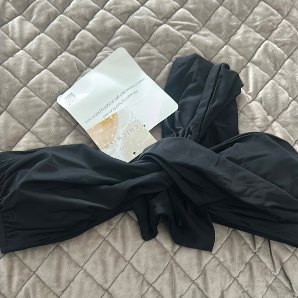 Chic Wish Black Off-Shoulder Swim Top Only